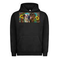 Pigment Black Heifers With Sunflowers And Leopard Urban Hoodie - RanaPortraitStore