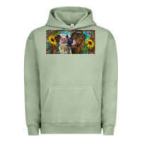 Pigment Oil Green Heifers With Sunflowers And Leopard Urban Hoodie - RanaPortraitStore