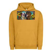 Pigment Peanut Butter Heifers With Sunflowers And Leopard Urban Hoodie - RanaPortraitStore