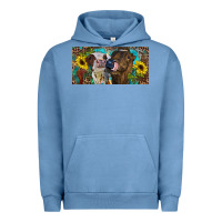 Pigment Pebble Blue Heifers With Sunflowers And Leopard Urban Hoodie - RanaPortraitStore
