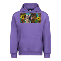 Tulip Heifers With Sunflowers And Leopard Urban Hoodie - RanaPortraitStore