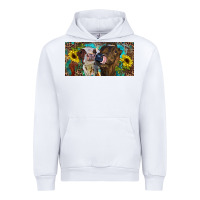 White Heifers With Sunflowers And Leopard Urban Hoodie - RanaPortraitStore