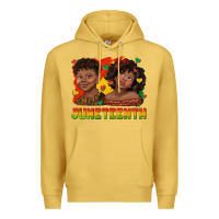 Antique Gold juneteenth with afro black kids Premium Hoodie - texasbilliewilder