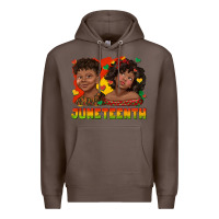 Coffee juneteenth with afro black kids Premium Hoodie - texasbilliewilder
