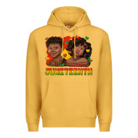 Mustard juneteenth with afro black kids Premium Hoodie - texasbilliewilder