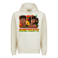 Oatmeal Heather juneteenth with afro black kids Premium Hoodie - texasbilliewilder