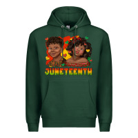 Sports Green juneteenth with afro black kids Premium Hoodie - texasbilliewilder