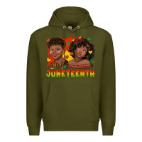 Army Green juneteenth with afro black kids Premium Hoodie - texasbilliewilder