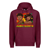 Burgundy juneteenth with afro black kids Premium Hoodie - texasbilliewilder