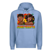 Colony Blue juneteenth with afro black kids Premium Hoodie - texasbilliewilder