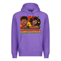 Purple juneteenth with afro black kids Premium Hoodie - texasbilliewilder
