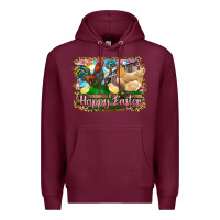 Burgundy happy easter rooster chicken and chick Premium Hoodie - RanaPortraitStore