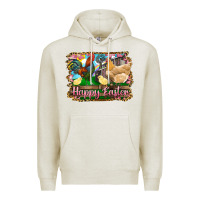 Oatmeal Heather happy easter rooster chicken and chick Premium Hoodie - RanaPortraitStore