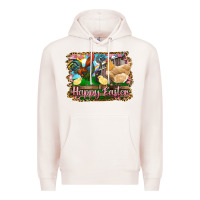 Pale Pink happy easter rooster chicken and chick Premium Hoodie - RanaPortraitStore