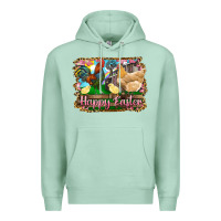 Seafoam happy easter rooster chicken and chick Premium Hoodie - RanaPortraitStore