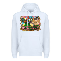 White happy easter rooster chicken and chick Premium Hoodie - RanaPortraitStore