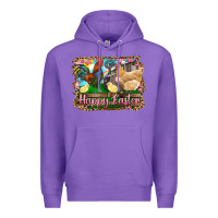 Purple happy easter rooster chicken and chick Premium Hoodie - RanaPortraitStore