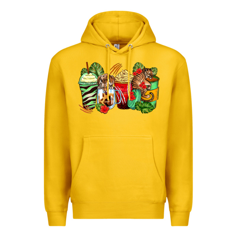 Tiger Coffee Cups Premium Hoodie by Zillion Design Studio | Teevron