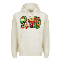Oatmeal Heather tiger coffee cups Premium Hoodie - Zillion Design Studio