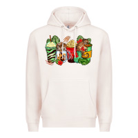 Pale Pink tiger coffee cups Premium Hoodie - Zillion Design Studio