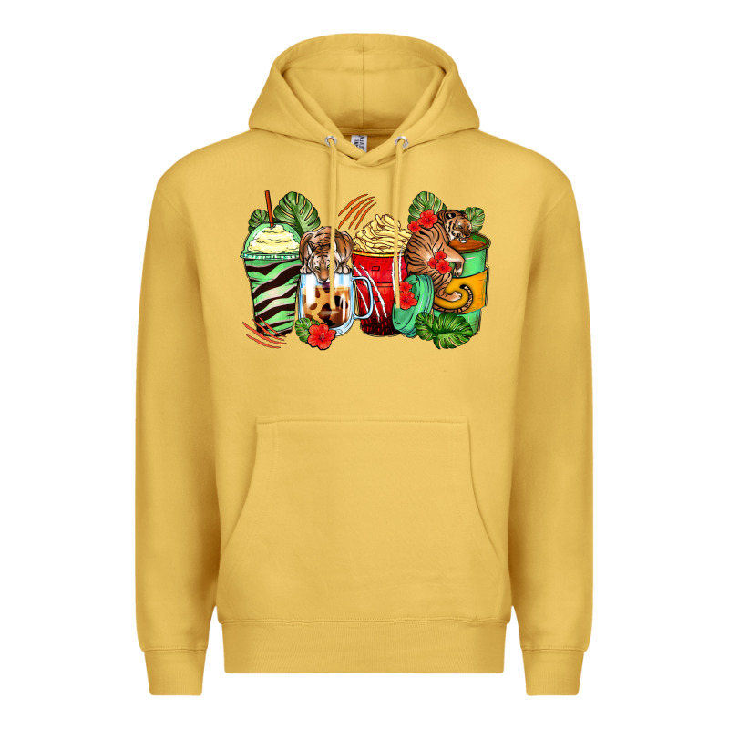 Tiger Coffee Cups Premium Hoodie by Zillion Design Studio | Teevron