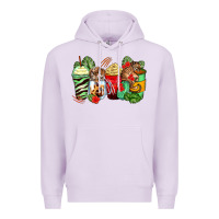 Lilac tiger coffee cups Premium Hoodie - Zillion Design Studio