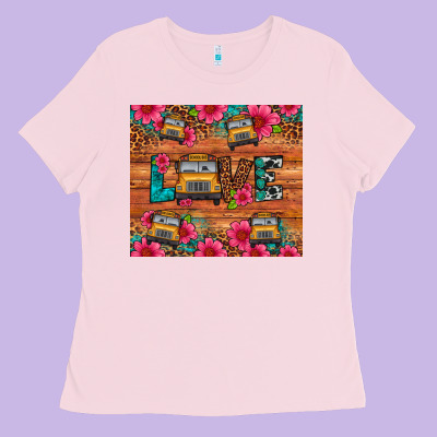 Love School Bus Leopard Ladies Tee Designed By Artiststas