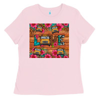 Bubblegum Pink love school bus leopard Ladies Tee - Artiststas
