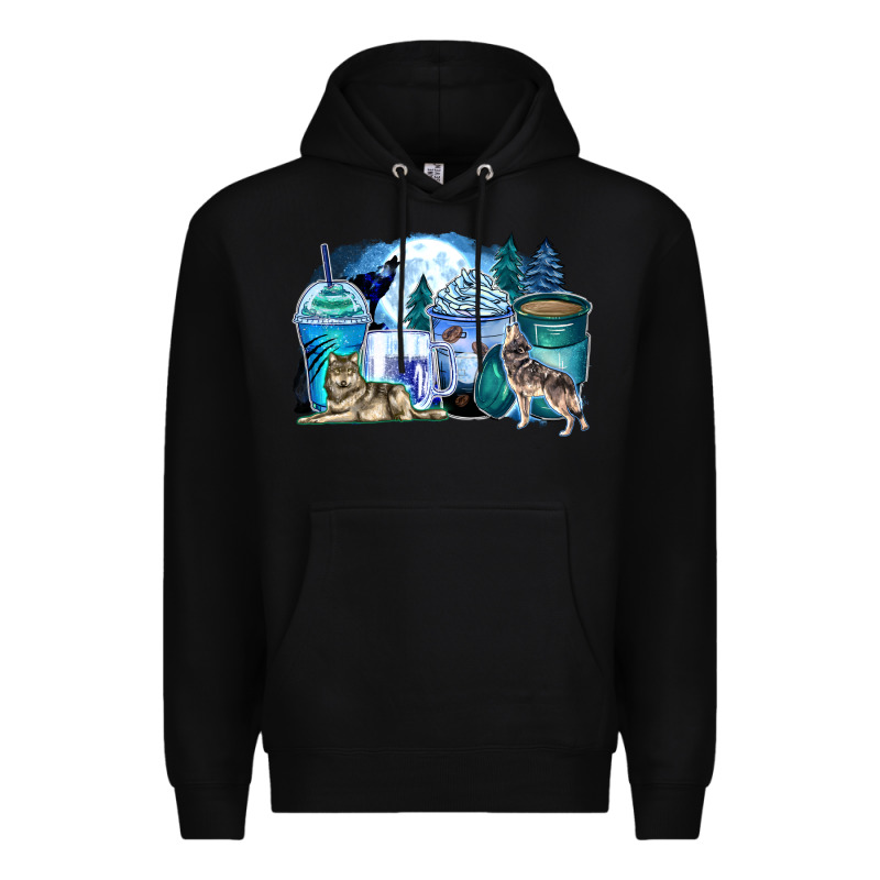 Wolf Coffee Cups Premium Hoodie by Zillion Design Studio | Teevron