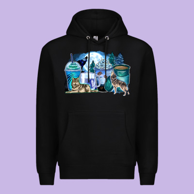 Wolf Coffee Cups Premium Hoodie Designed By Zillion Design Studio
