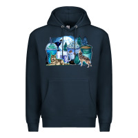 Navy wolf coffee cups Premium Hoodie - Zillion Design Studio