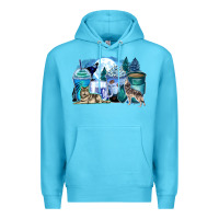 Ocean Blue wolf coffee cups Premium Hoodie - Zillion Design Studio