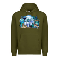 Army Green wolf coffee cups Premium Hoodie - Zillion Design Studio