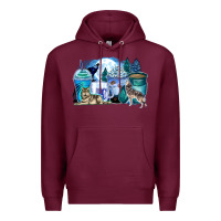 Burgundy wolf coffee cups Premium Hoodie - Zillion Design Studio