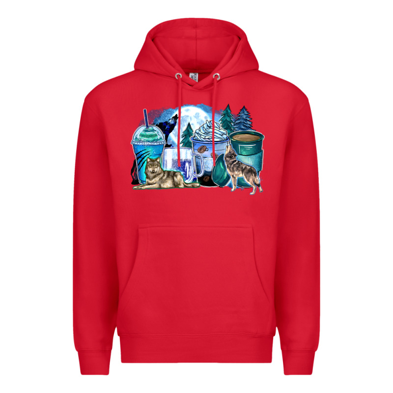 Wolf Coffee Cups Premium Hoodie by Zillion Design Studio | Teevron