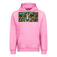 Fuchsia Pink Horse With Sunflowers Aztec And Cowhide Urban Hoodie - RanaPortraitStore