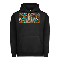 Pigment Black Horse With Sunflowers Aztec And Cowhide Urban Hoodie - RanaPortraitStore