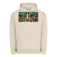 Pigment French Oak Horse With Sunflowers Aztec And Cowhide Urban Hoodie - RanaPortraitStore