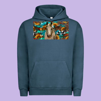 Urban Hoodie Horse With Sunflowers Aztec And Cowhide