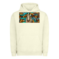 Pigment Pistachio Horse With Sunflowers Aztec And Cowhide Urban Hoodie - RanaPortraitStore
