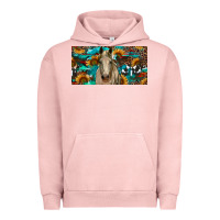 Pigment Salmon Horse With Sunflowers Aztec And Cowhide Urban Hoodie - RanaPortraitStore