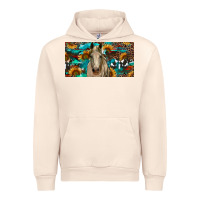 Sandshell Horse With Sunflowers Aztec And Cowhide Urban Hoodie - RanaPortraitStore