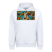 White Horse With Sunflowers Aztec And Cowhide Urban Hoodie - RanaPortraitStore