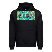 Black Turquoise and Daisy Mama Urban Hoodie - RanaPortraitStore