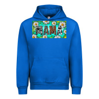 Cobalt Turquoise and Daisy Mama Urban Hoodie - RanaPortraitStore