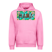 Fuchsia Pink Turquoise and Daisy Mama Urban Hoodie - RanaPortraitStore