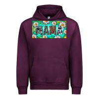 Mauve Wine Turquoise and Daisy Mama Urban Hoodie - RanaPortraitStore