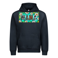 Navy Turquoise and Daisy Mama Urban Hoodie - RanaPortraitStore