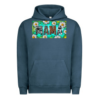 Pigment Midnight Navy Turquoise and Daisy Mama Urban Hoodie - RanaPortraitStore