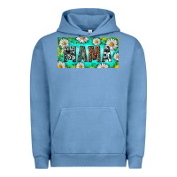 Pigment Pebble Blue Turquoise and Daisy Mama Urban Hoodie - RanaPortraitStore